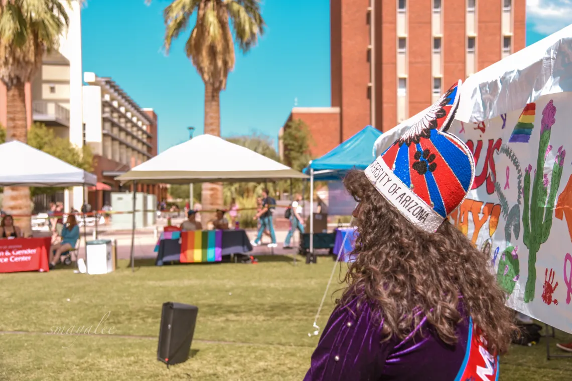 Miss Native American University of Arizona giving welcoming remarks. 