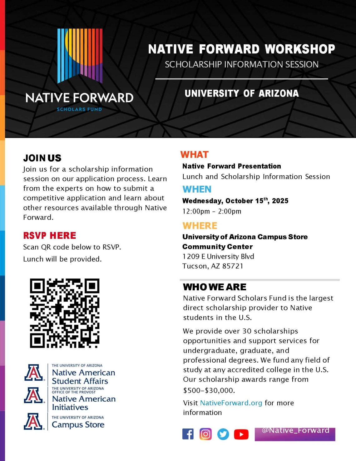 Native Forward Scholarship Foundation U of A visit flyer