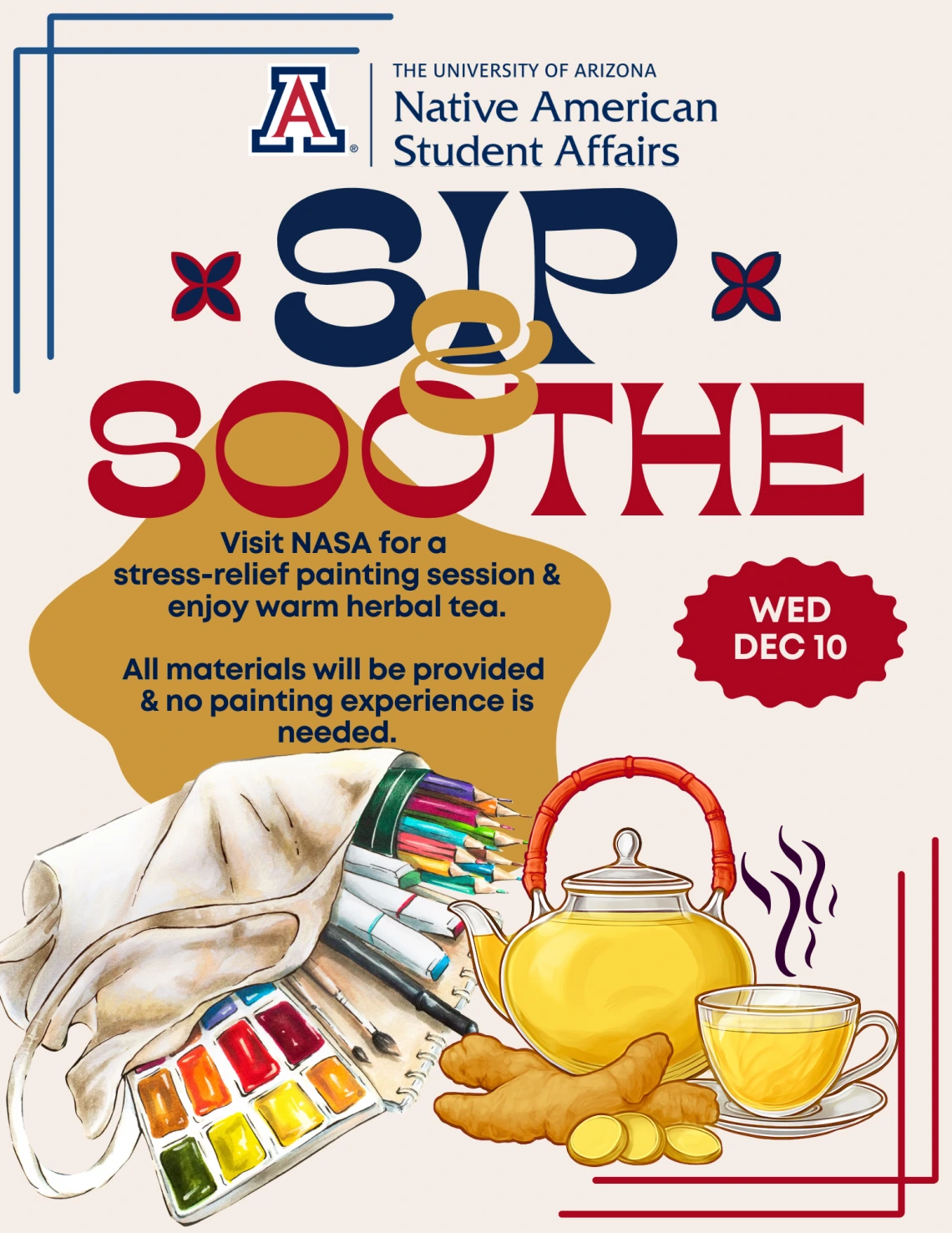 Sip & Soothe Event Flyer