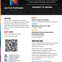 Native Forward Scholarship Foundation U of A visit flyer
